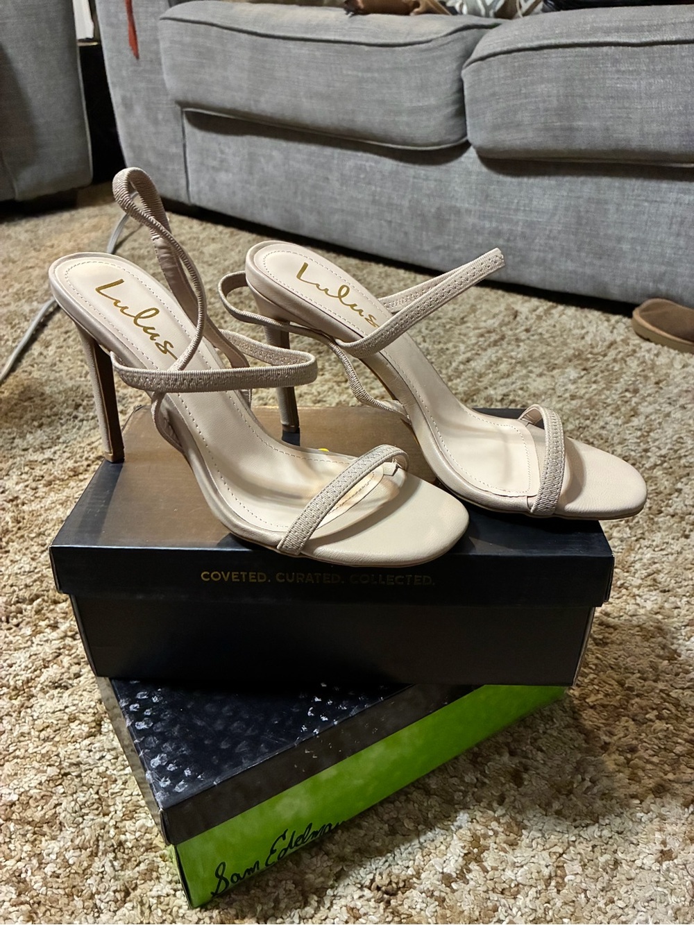 Lulu's Beige Strappy Stiletto Heels